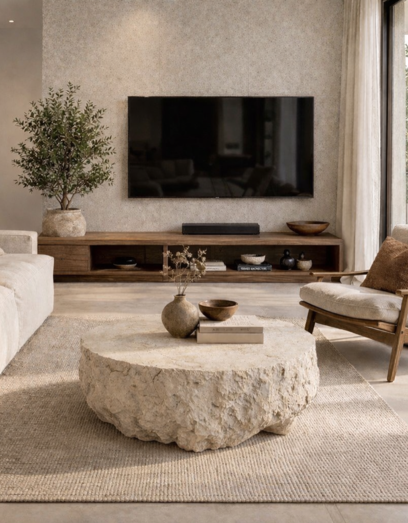 ALBA handcrafted stone coffee table