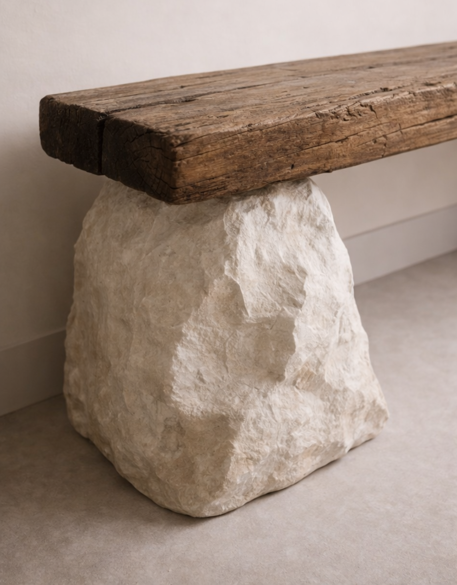 STRATA Sculptural Wood & Stone Console