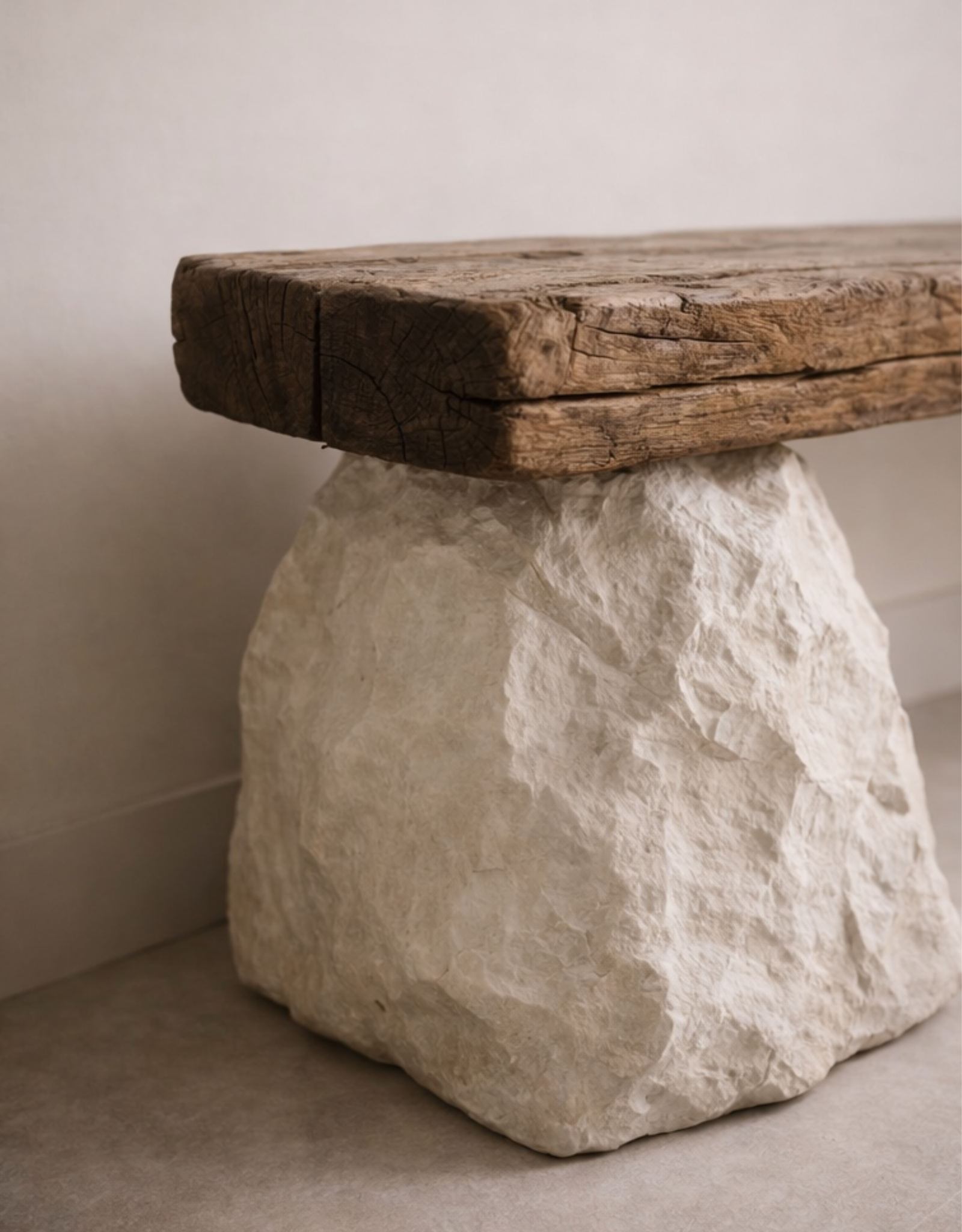 STRATA Sculptural Wood & Stone Console