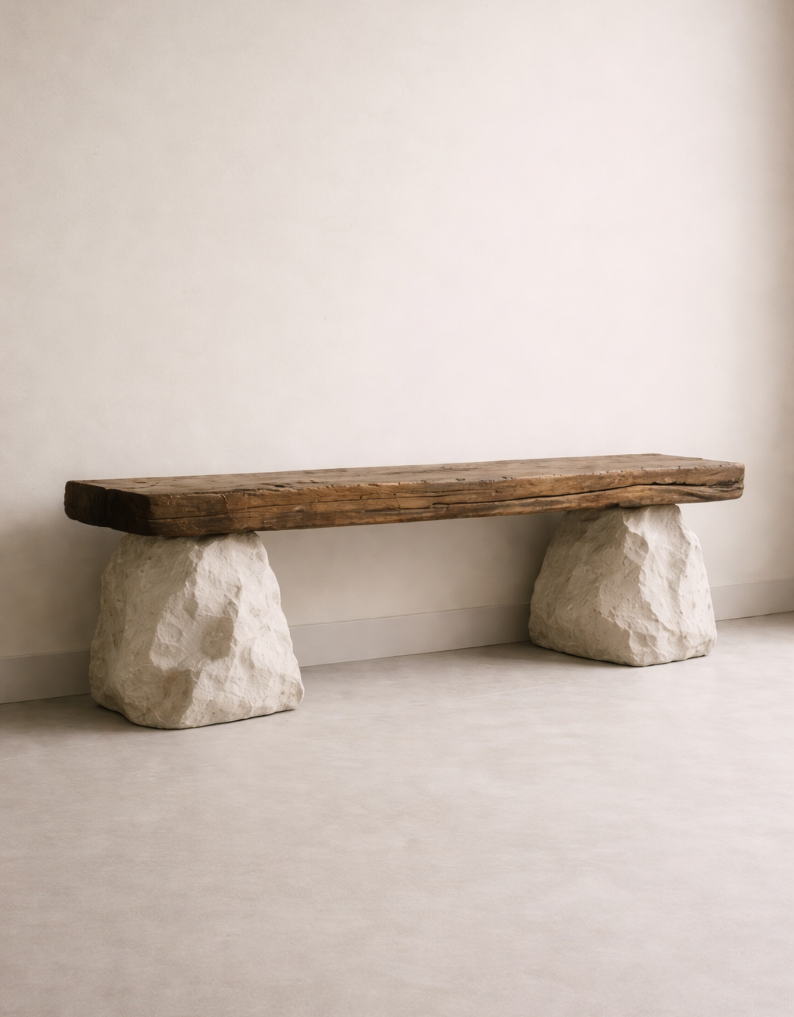 STRATA Sculptural Wood & Stone Console