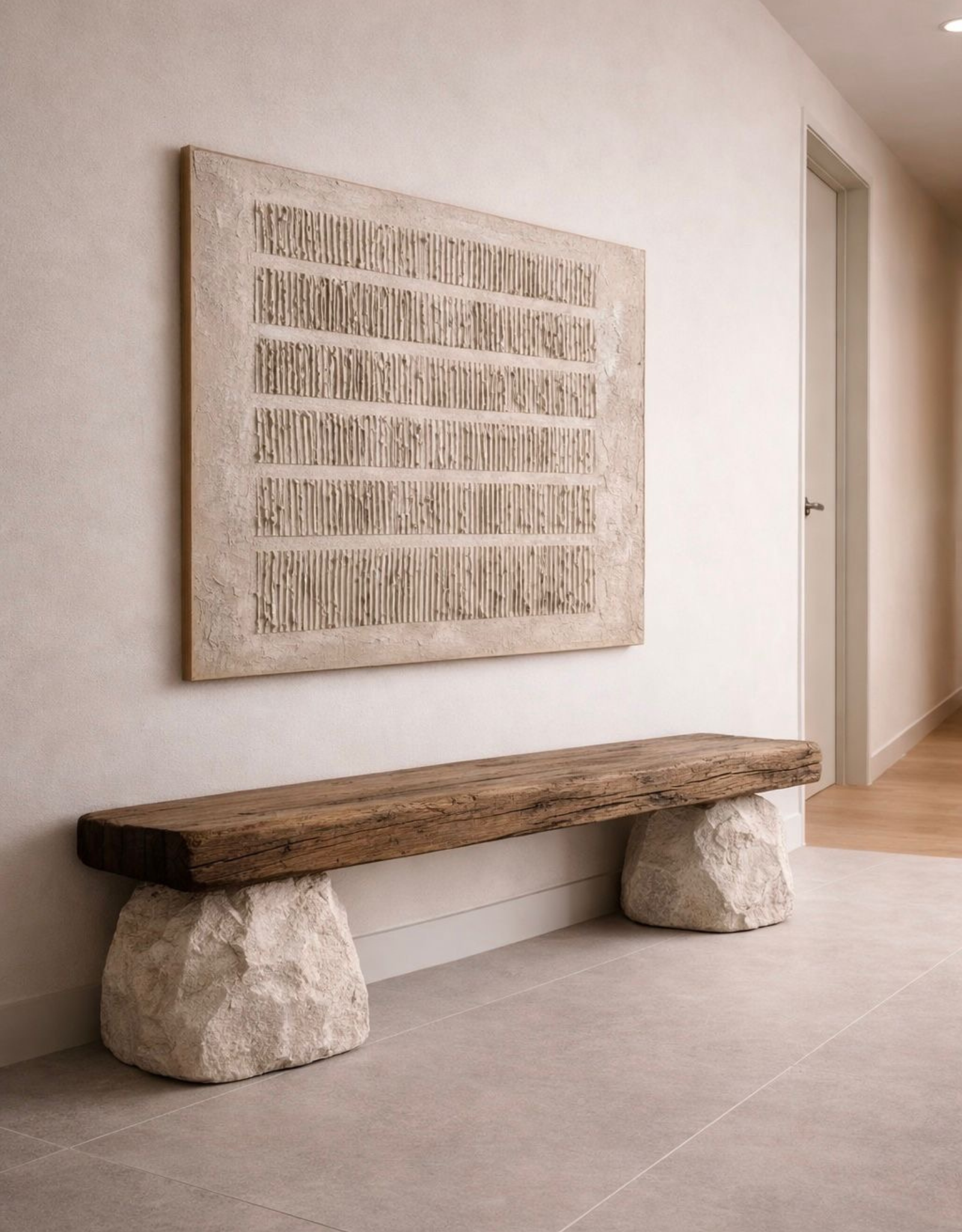 STRATA Sculptural Wood & Stone Console