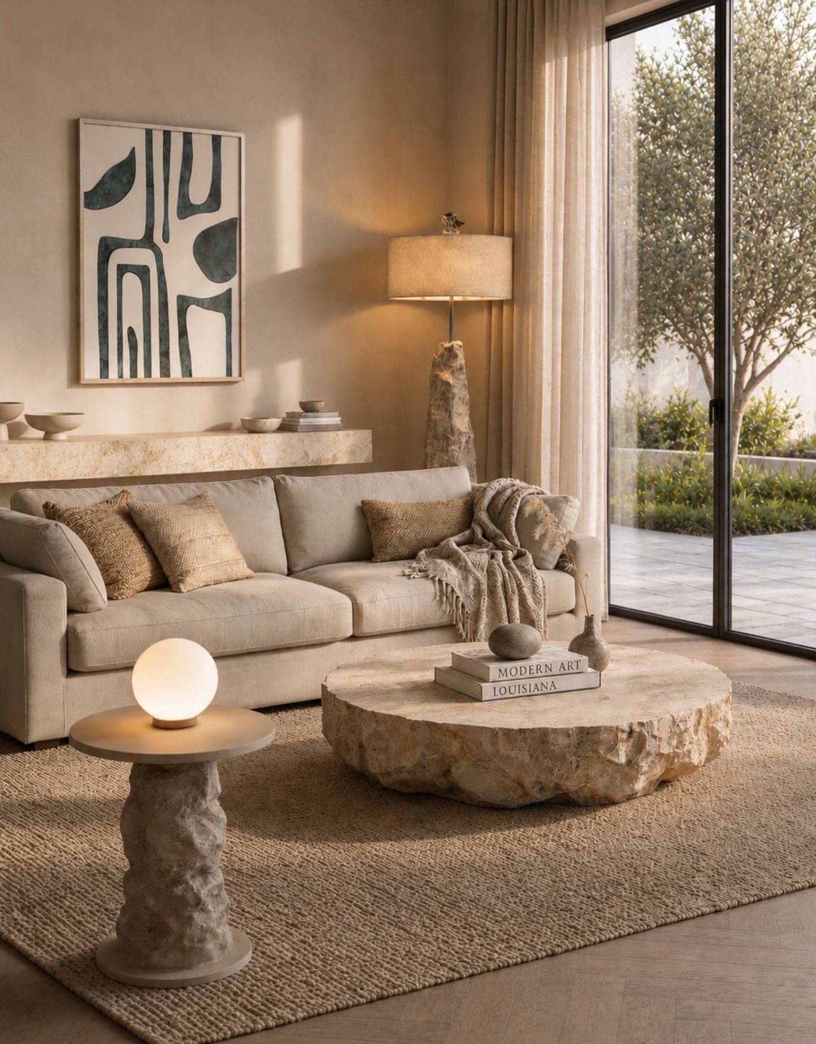 ALBA handcrafted stone coffee table